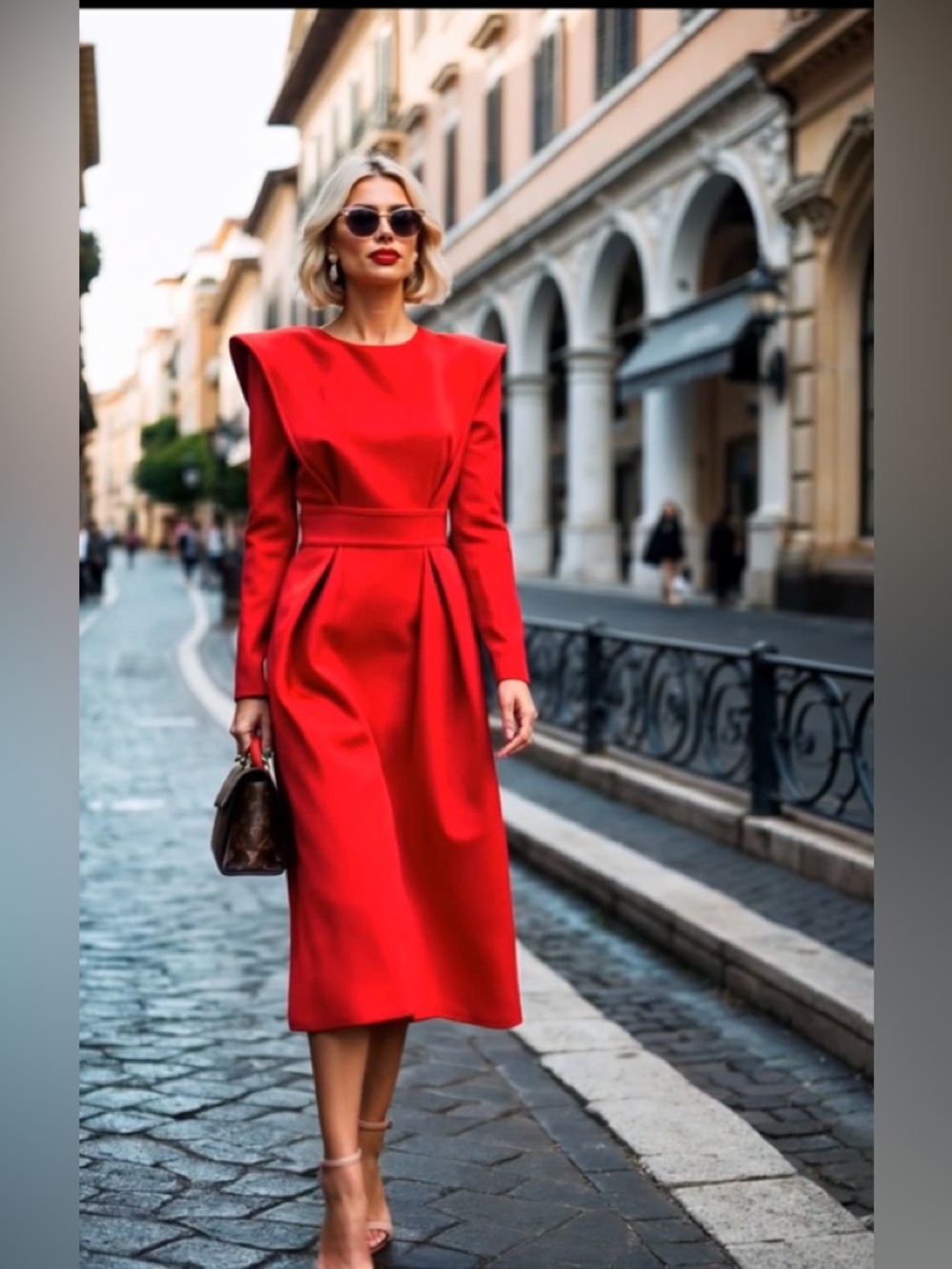 NWT- Sophisticated Red Midi Dress with zip up back